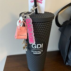 Dynamite Black Textured Tumbler with Keychain